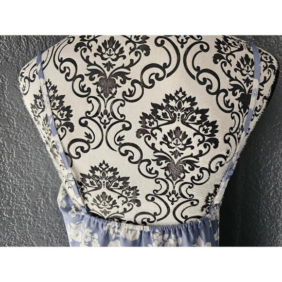 Women's Inspired Hearts Maxi Dress Floral Blue White Spaghetti Straps Size Large - Picture 14 of 14